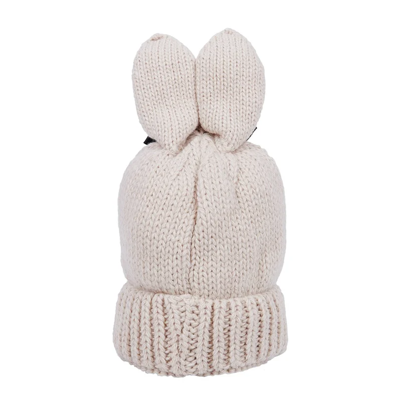 Милые зимние детские шапки с заячьими ушками, вязаные шапки Skullies Beanies