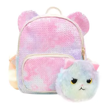 

Cute Ears Decor Travel Backpacks Women Kids Girls Casual Plush Pendant Knapsack Preppy Style School Satchel Bags