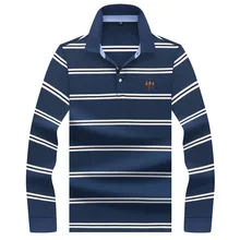 Брендовая мужская рубашка поло с длинным рукавом и отложным воротником, полосатый пуловер для мужчин, Осень-зима, повседневные мужские рубашки поло