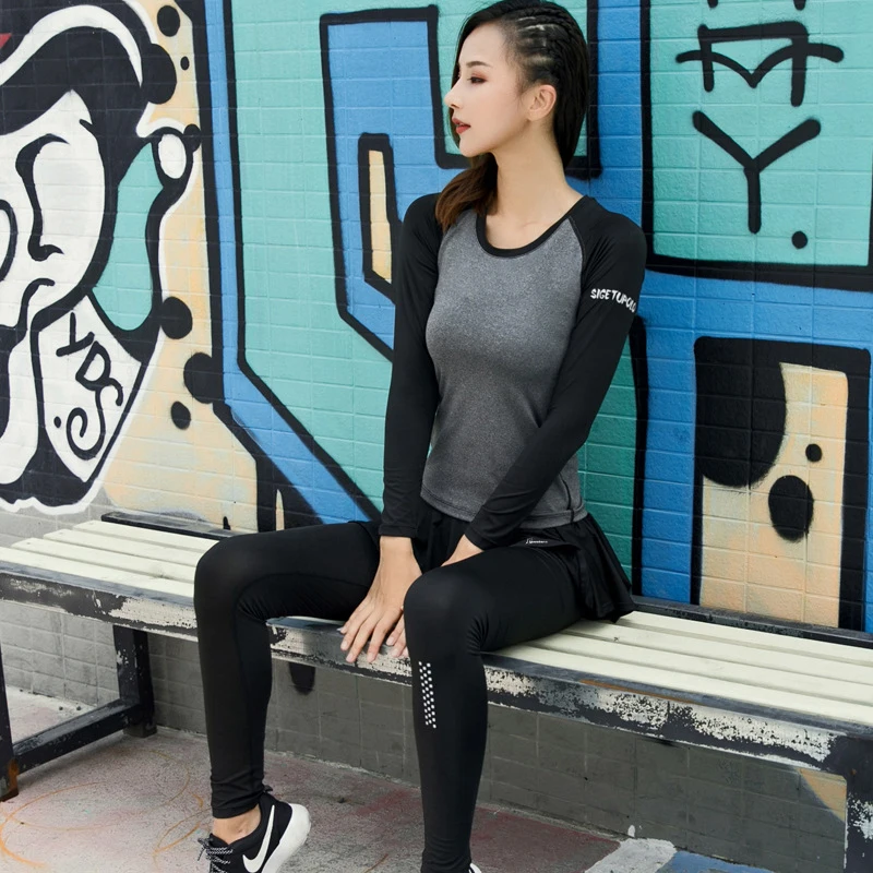 Women Reflective Tennis Skirt Trousers Fitness Running Training Pants Sports Yoga Tights Safety Fake 2 in 1 Leggings