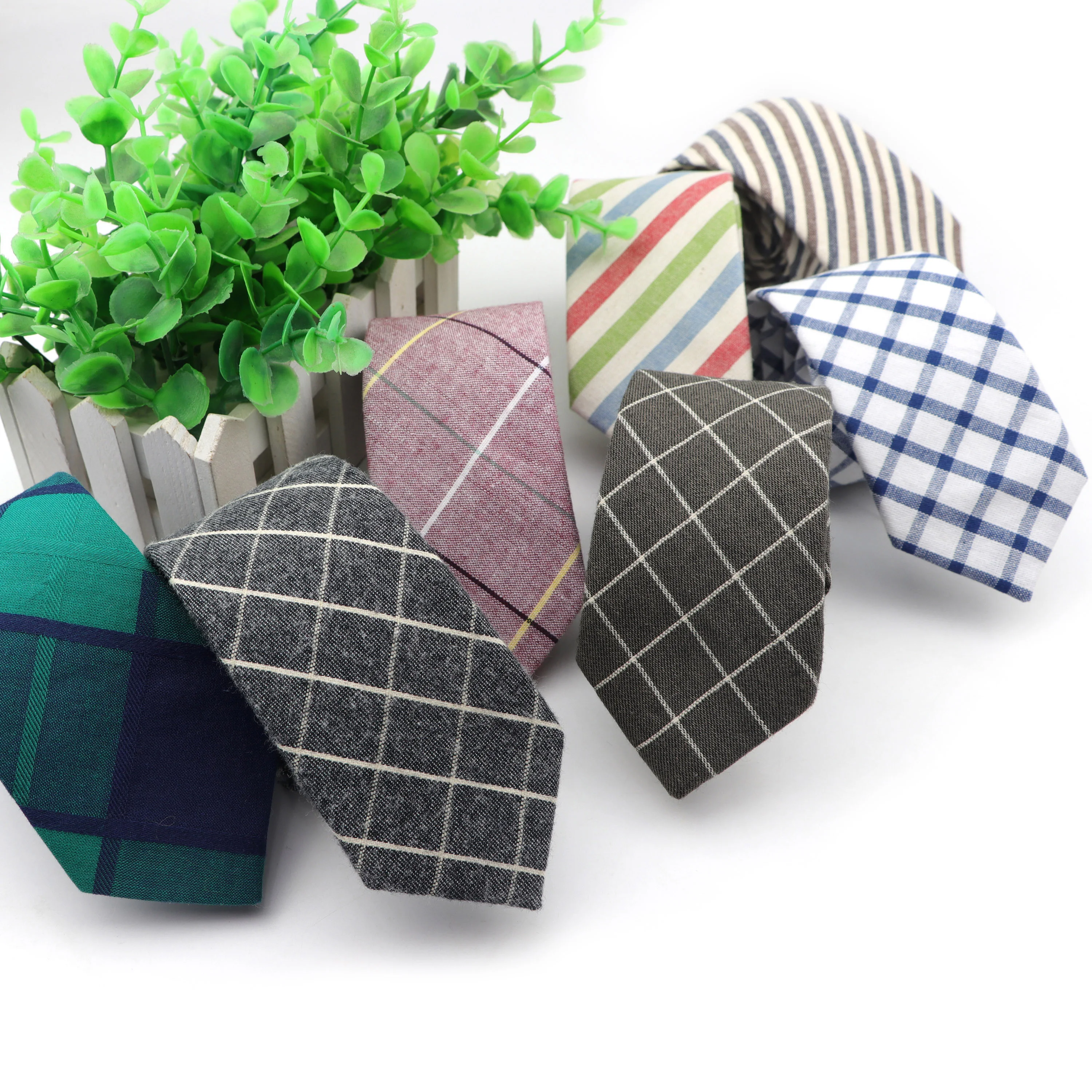 

Fashion Classical Striped Plaid Lovely Rainbow Soft Mens 100% Cotton Necktie Business Wedding Designer Cravat