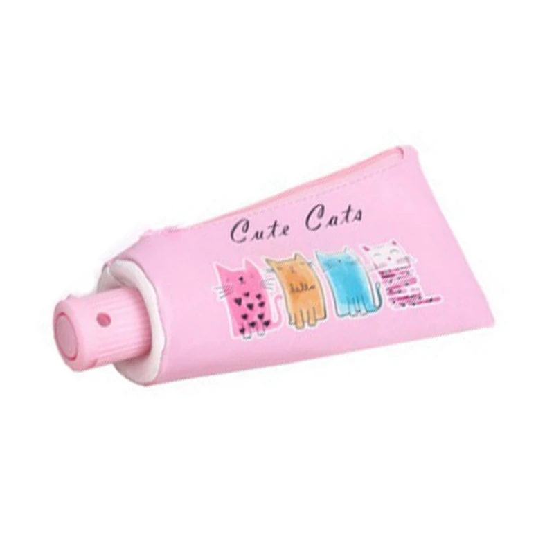 Toothpaste Pencil Case School Unicorn Cat PencilCases For Boy Girl Stationery Student Banana Zipper Pen Box Leather PencilBag