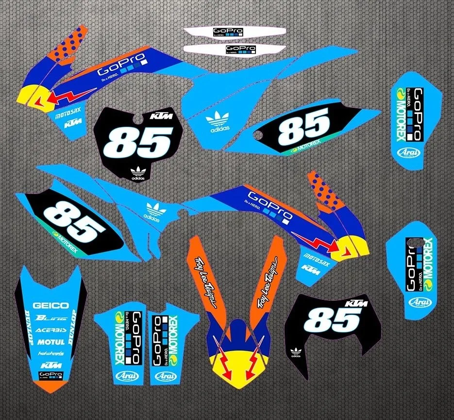 Queen-X Custom Team Graphics Backgrounds Decals 3M Stickers Kit For KTM SXF 2013- EXC- 054