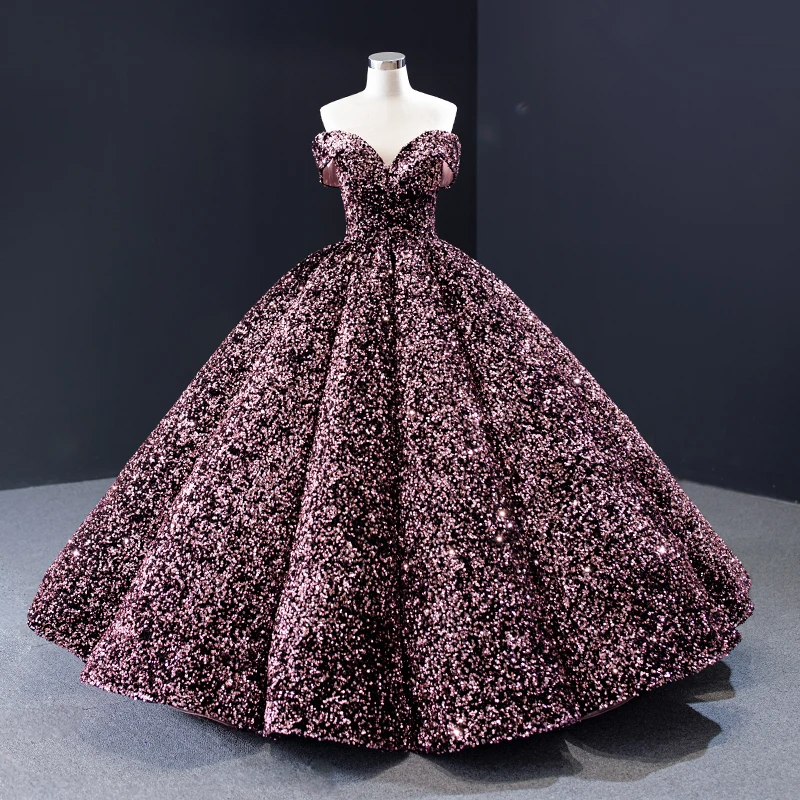 Роскошное бальное платье разных цветов, пышное Тюлевое вечернее платье с пайетками и бусинами, вечерние платья, торжественное платье, Robe de Soiree MS21 - Цвет: 5