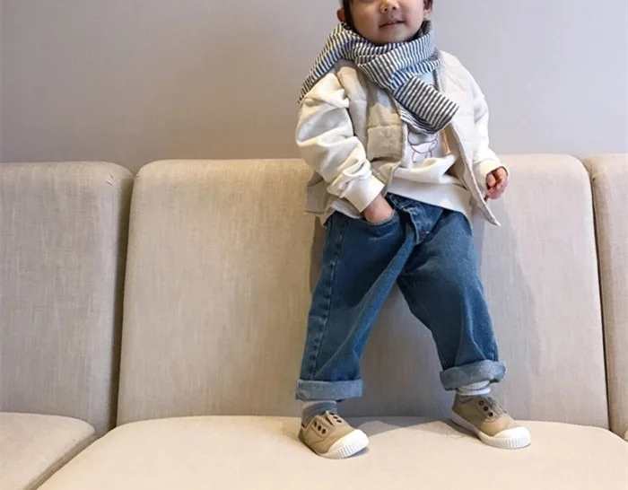 

2019 Autumn Clothing Korean-style Childrenswear New Style Men And Women Children Casual Fashion Children Jeans Trousers