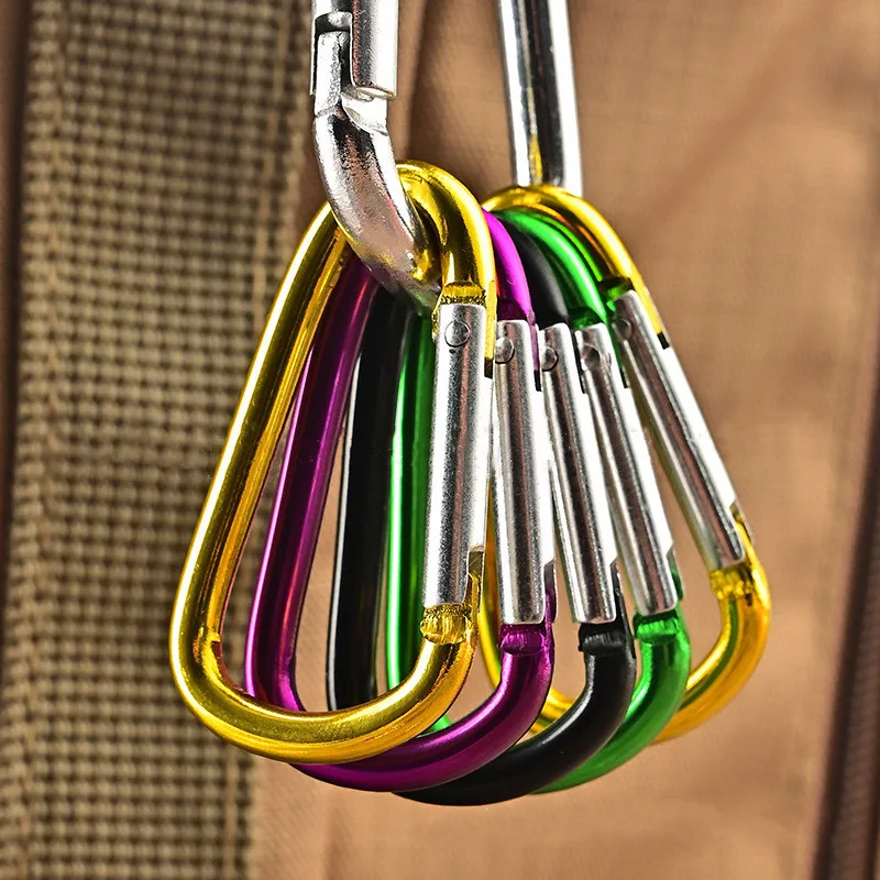 

5pcs/set Multicolor Aluminum Spring Hook D Shaped Hook Carabiner Keychain for Outdoor and Indoor Items Kettle Waist Suspension