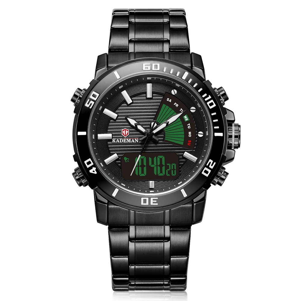 Relogio Masculino KADEMAN военные спортивные часы мужские водонепроницаемые наручные часы с двойным дисплеем брендовые Роскошные мужские часы из нержавеющей стали - Цвет: black white