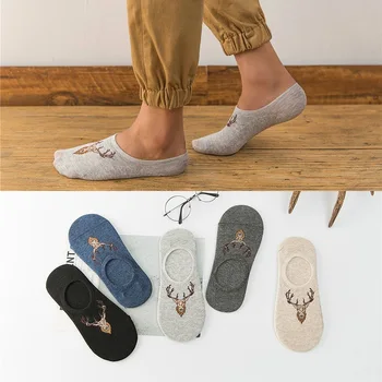 

10pcs=5Pairs Men Socks standard Free shipping Summer Non-slip Silicone Invisible Cotton Socks Male Ankle Sock slippers Meia