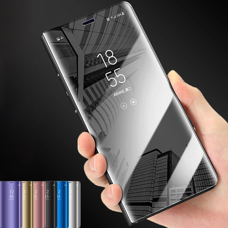 

Flip Smart Phone Case For Honor 8X 9X 20 Play Clear View Mirror Cover Case on For Huawei Honor 8x 9X Pro Honer X8 X9 Stand Capa