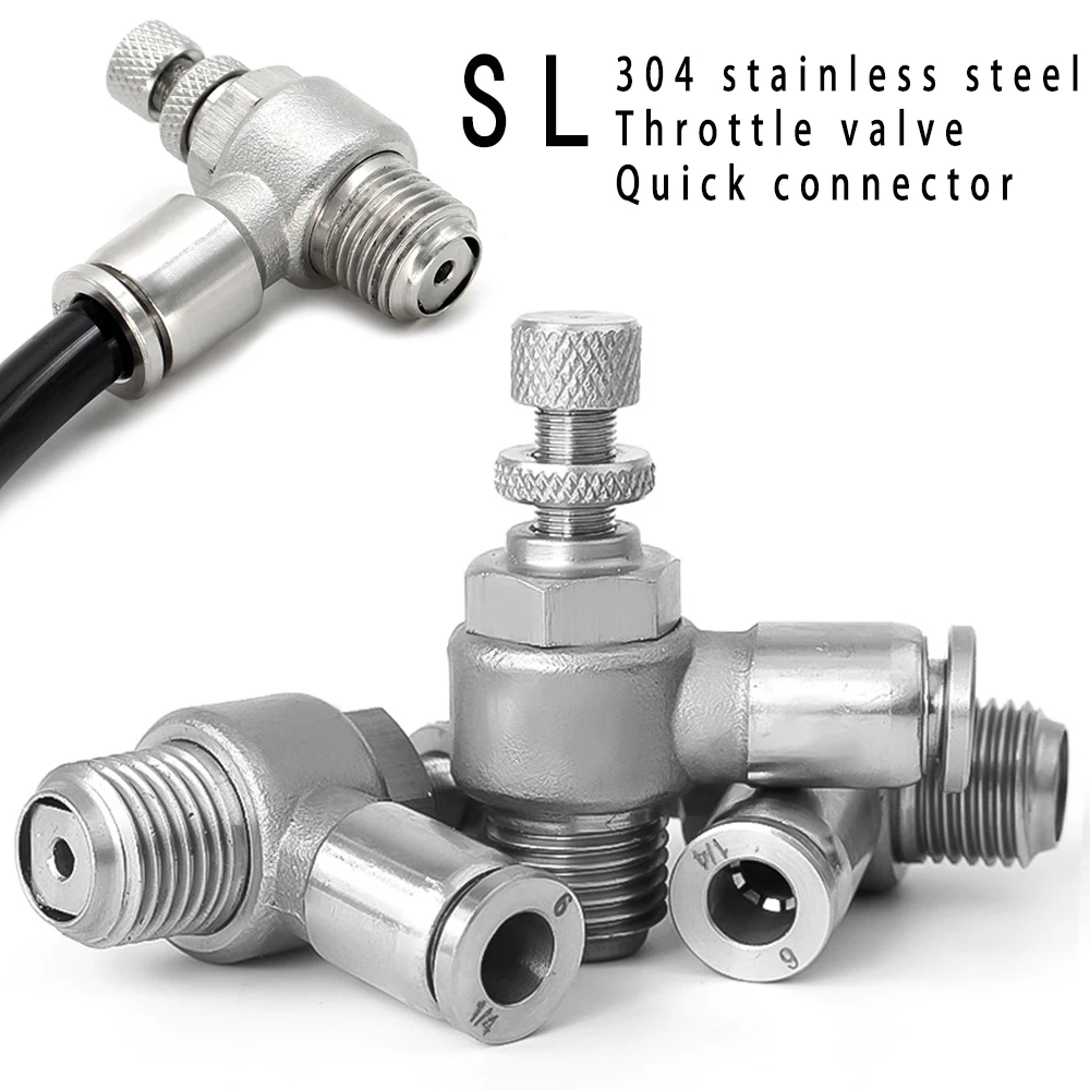 Válvula Pneumática de Acoplamento Rápido sl Válvula de Controle de Articulações Válvula de Aceleração Metal Resistência a Altas Temperaturas 304 Aço Inoxidável