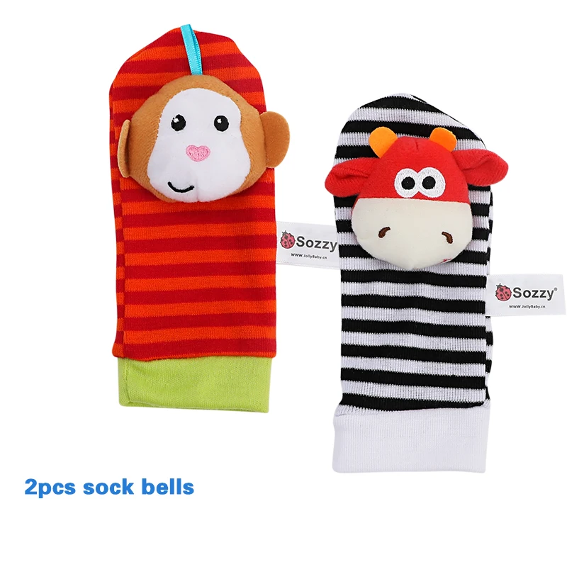 Infant Baby Kids Socks Rattle Toys Wrist Rattle Cute Cartoon Print Socks Wrist Strap with Rattle Baby Rattle Toys Foot Socks 7