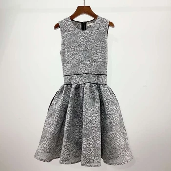 

2020 spring and summer new O neck sleeveless hollow out lady waist ball gown event dress