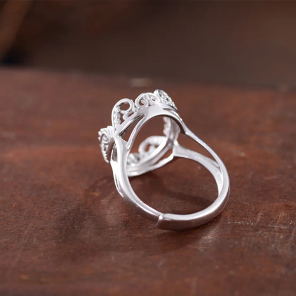 Joanlyn Ring Blank (12x16mm Oval Blank) Long-Lasting Gold Plated Sterling Silver Ring Base Adjustable Ring Setting R771B