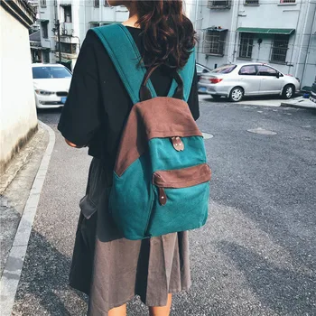 

Teenager School Backpacks for Girls boys Adolescence Student Backpack Female for noteboot Waterproof Canvas Green back pack 808