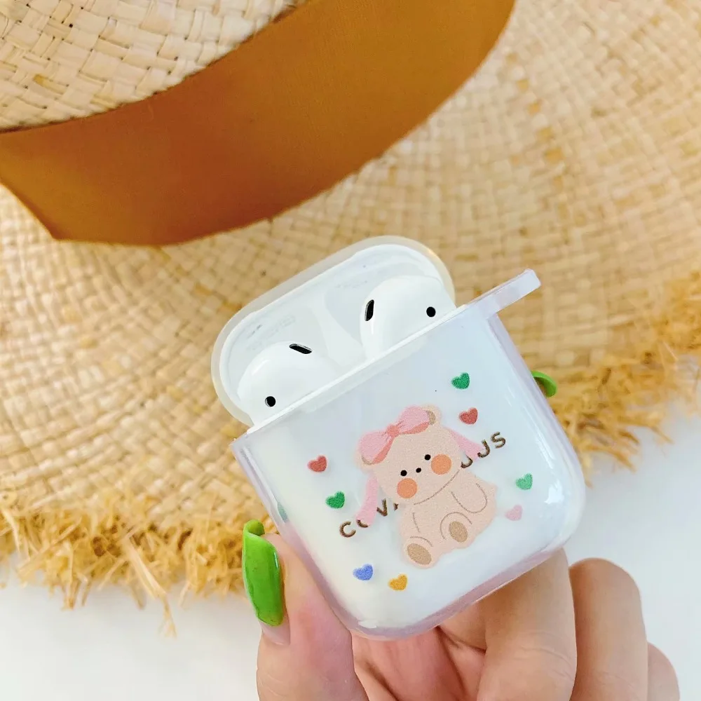 Для AirPods чехол с милым мультяшным медведем кроликом чехол для наушников s для Apple Airpods 2 ins стильный Забавный мягкий силиконовый защитный чехол