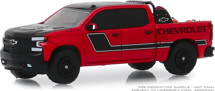 Зеленый светильник 1: 64 Chevrolet Silverado в красном бутике безопасности сплав игрушки для детей модель оригинальная коробка