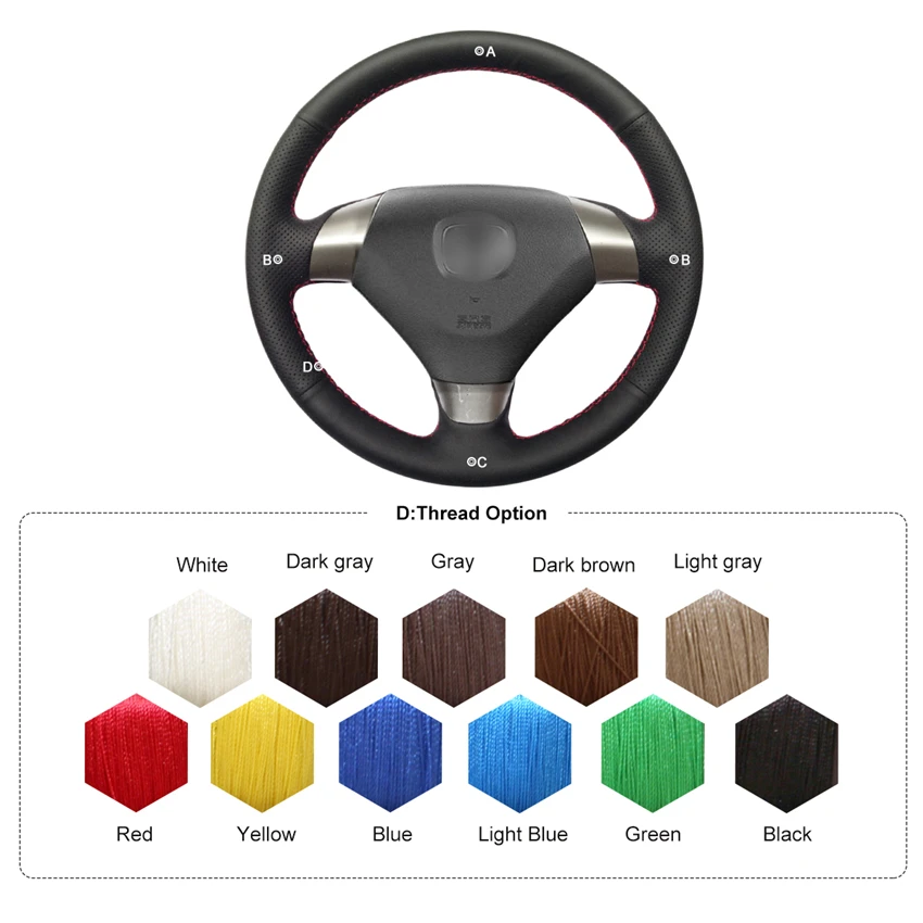 MEWANT Black Artificial Leather Car Steering Wheel Cover for Honda Accord Coupe 7 Accord Euro Acura TSX 3-Spoke 2003-2005-2008 images - 6