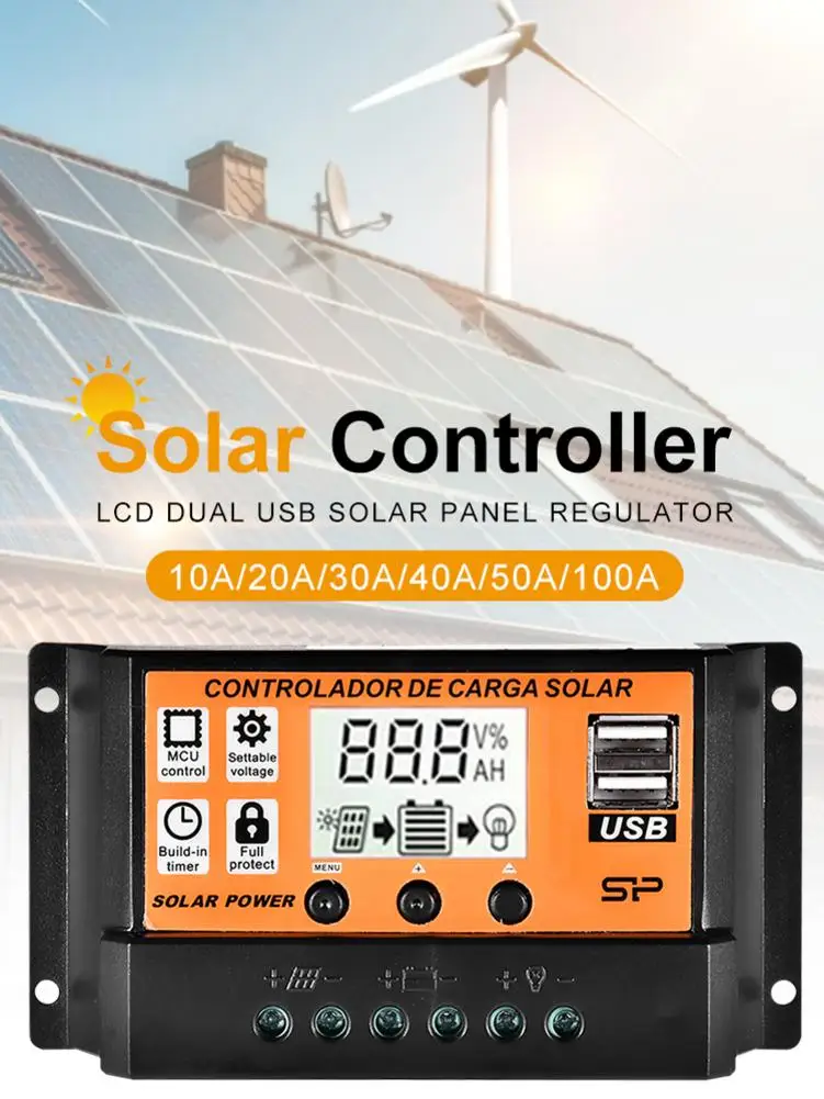 

Solar Panels Controller MPPT 10A/20A/30A/40A/50A/100A Auto Solar Charge Controller LCD Dual USB Solar Panel Regulator spot