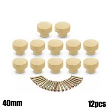 

12pcs Wooden Round Pull Handles Knobs For Cabinet Door Chest Of Drawers Closet Wardrobe Cupboard Dressing Furniture Fittings