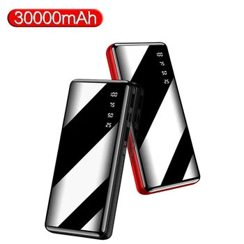

30000 MAh Power Bank Portable Large Capacity Full Mirror LCD Digital Display LED Lighting Outdoor Travel Charger Phone Battery