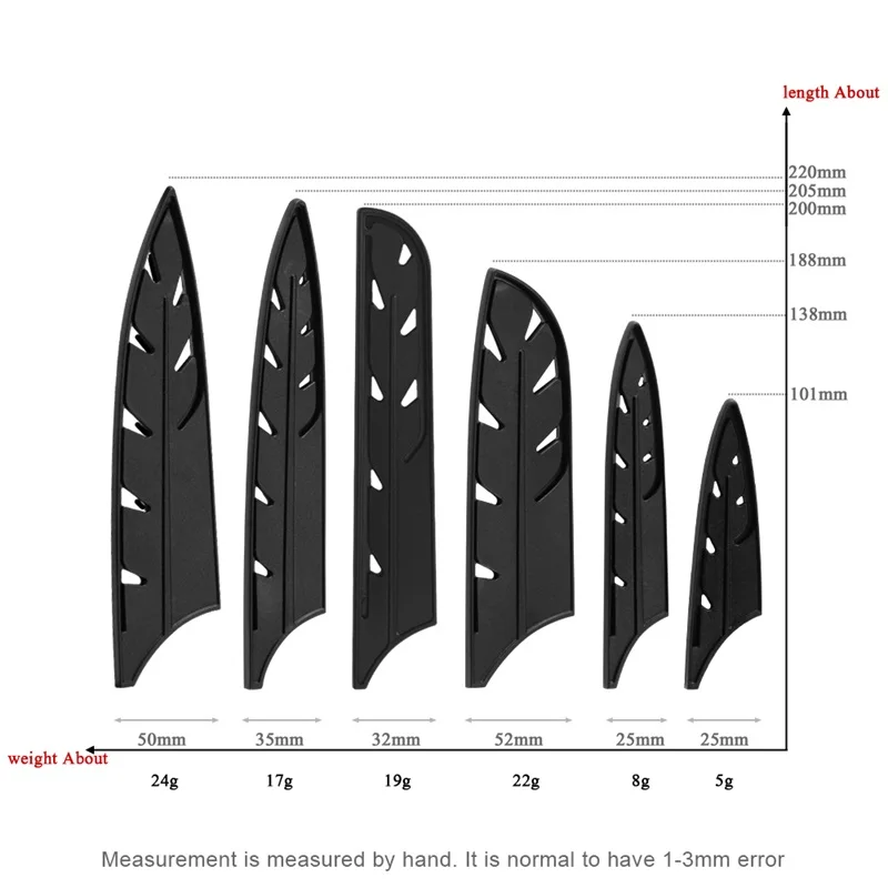 Кухонные ножи из нержавеющей стали Sowoll, покрытие для ножей, защита для ножей, аксессуары для кухонных ножей, BPA бесплатно - Цвет: 6 Pcs Set
