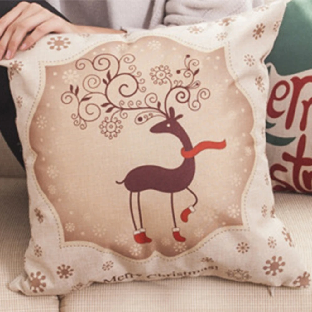 Scarf Deer 45x45 см диван-кровать с застежкой-молнией мягкие домашние Гостиная квадратная подушка крышка фестиваль подушка чехол полиэстер Новогоднее украшение с принтом - Цвет: Scarf Deer
