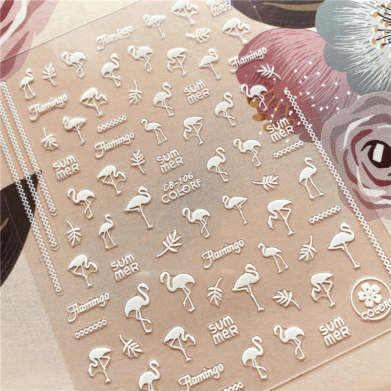 CA-049-260-396, фламинго, солнечный свет, 3D наклейка на ногти, наклейка для ногтей, украшение для ногтей, инструмент для ногтей, украшение для ногтей - Цвет: CB-106W