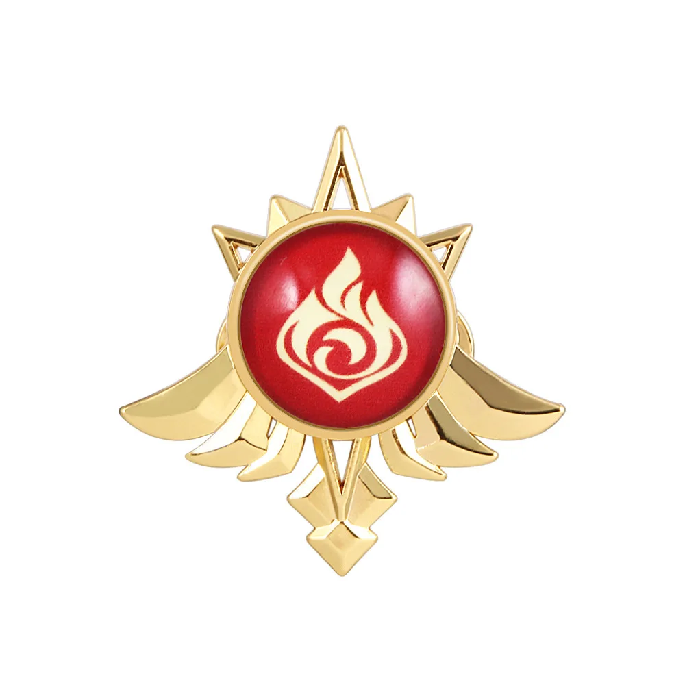 Game Genshin Impact Eyes Of God Mondstadt Pins Brooches Luminous 7 Element Kawaii Cosplay Badges