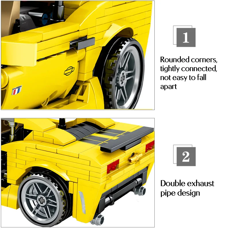 discount 558pcs Creator Yellow Pull Back Sports Car Comalo Model Building Blocks Legoing City Technic Car En