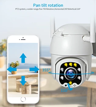 

Outdoor Waterproof Audible alarm Two Way Audio Home Security Cameras5MP IP Camera Super HD PTZ Full Color Night Vision