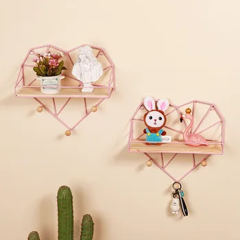 

Iron Wooden Decorative Wall Shelf Storage Rack Organization for Kitchen/ Kid Room DIY Wall Decoration Holder Home Decor