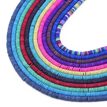 

Apx180pcs/lot Mixed Color Chip Disk Lava Stone Loose Spacer Beads Flat Round Polymer Clay Beads For DIY Jewelry Making Bracelet