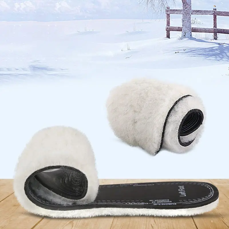1Pair Unisex Faux Wool Latex Insoles Tailored Shoe Pads Shock Absorber Cushion