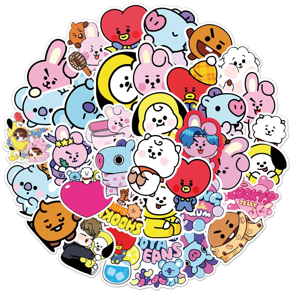 

50pcs Cartoon Kpop Stickers PVC Naklejki Boxes Pegatinas for Motorcycles Phone Suitcase Car Refrigerator Helmet Sticker