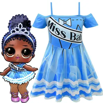 

LOL Surprise Cosplay Doll Dress for Girl Kid Backless Off Shoulder Braces Sash Clothes Party Birthday Baby Child Gift Costume