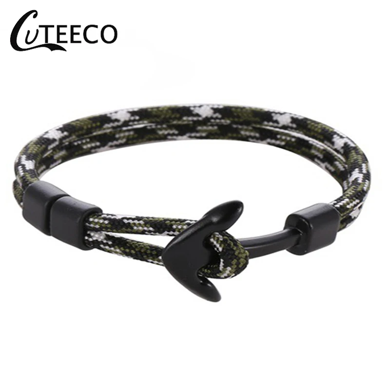 

CUTEECO Couple Bracelets Popular Alloy Anchor Bracelets Bangles Braided Polyester Rope Bracelets For Women Men Dropshipping