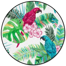 Тропическое растение пальмовый лист попугай цветок Противоскользящий круглый ковер компьютерный стул коврик для гостиной коврик для детской спальни