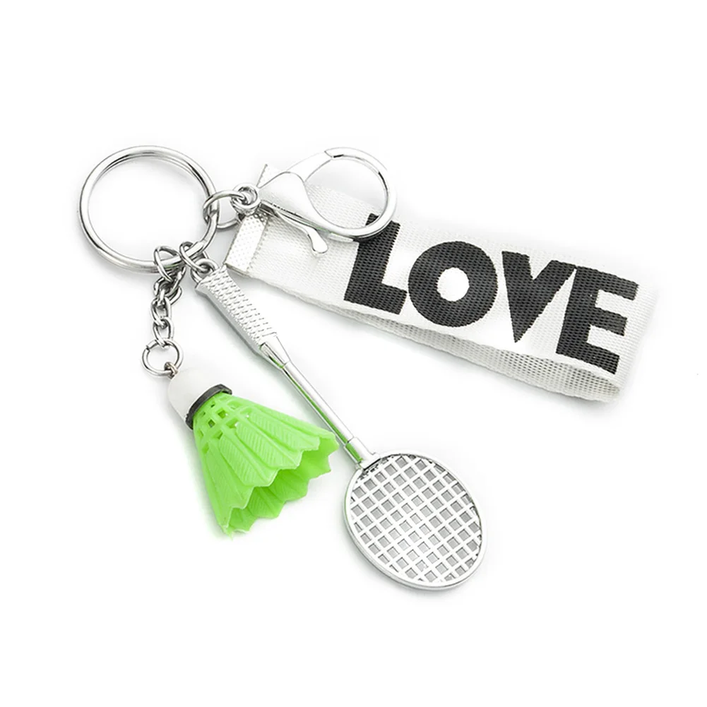 Unique Keychain Mini Battledore Love Webbing Pendant Keyring Holder Keychain Hanging Bag Decor Badminton Decor Backpack Keychain