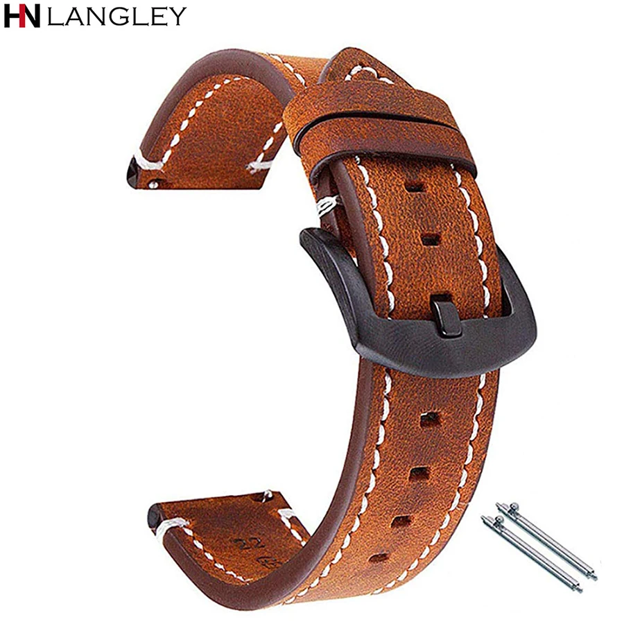 #*Cheap 18mm 20mm 22mm Quick Release Leather Watch Band Vintage Oil Tanned Pull up Germany Crazy Horse Retro Watch Strap Replacement