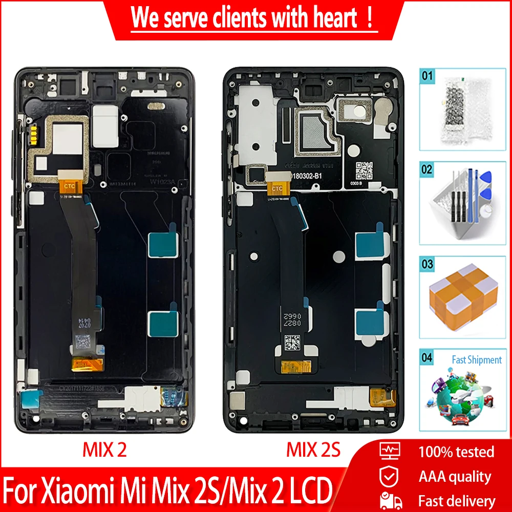 ЖК-дисплей для Xiaomi Mi Mix 2 MIX 2S сенсорный экран с рамкой дигитайзер в сборе запасная