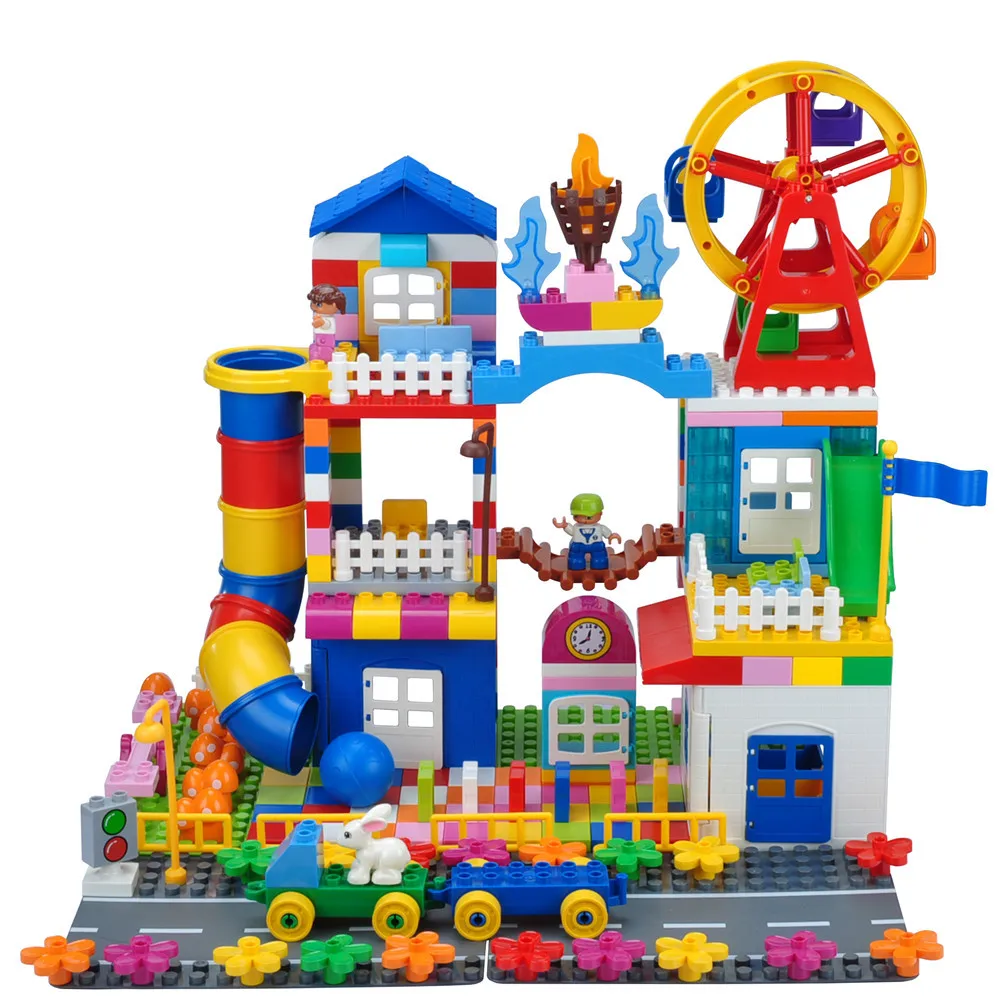 

Xin rui Mustached Compatible Large Particles Building Blocks Dream Park Pipeline Seesaw Children Educational Building Blocks GIR