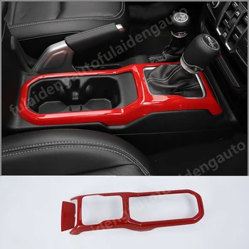 

2pcs For Jeep Wrangler JL 2018 2019 Red Car Interior Gear Shift Panel Cover Trim car styling accessories