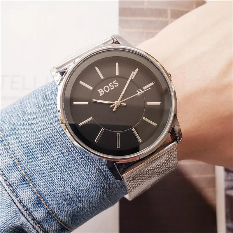 

Luxury Men Watches High Quality Boss Stainless Steel Mesh Strap Brand Quartz Watch Auto Date Waterproof Designer Fashion