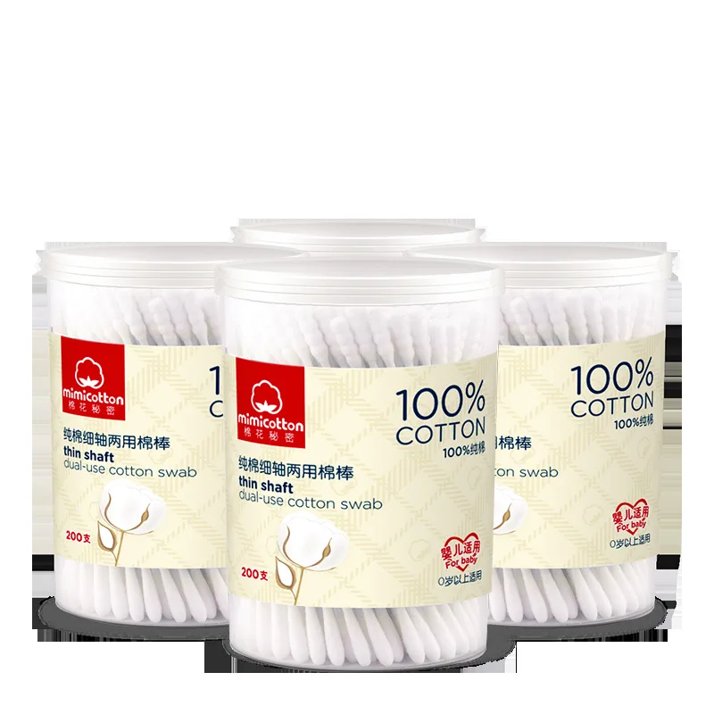 

Mimicotton Baby Swabs for Aerospace Purposes Dual Purpose Baby Swab Newborn Children with a Cotton Swab 200 Counts 4 Box