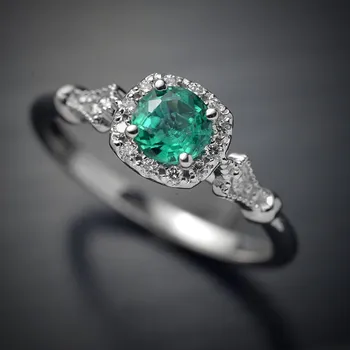 

Real 925 Sterling Silver Ring for women Emerald fine Prong Setting technology Wedding Anniversary Ring For Women luxury jewerly