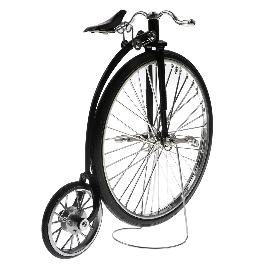 1/10th Retro Diecast Bicycle High Wheel Bike Model Collection Toy Gits Black