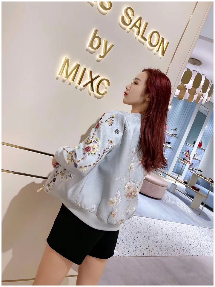 New Embroidery nail beads heavy industry nail beads high-end retro jacquard jacket skinny women