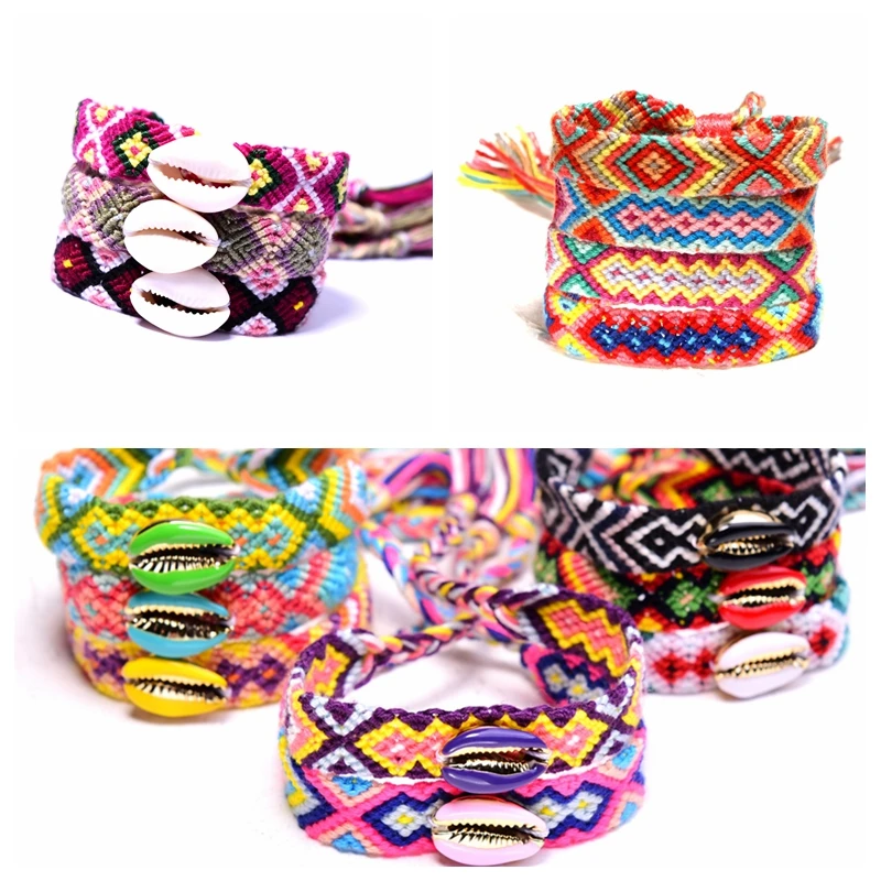 

Brazil Boho Hand Weave Braided Bracelets for Women Men Oil Plated Natural Shell Bracelet Handmade Chic Wrap Friendship Bracelets