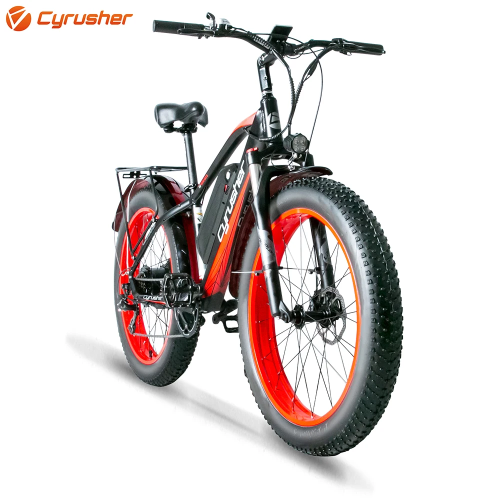 Cyrusher 26 дюймов Электрический велосипед 48V1000W13A толстый снег горный 4 0 шины пляжный