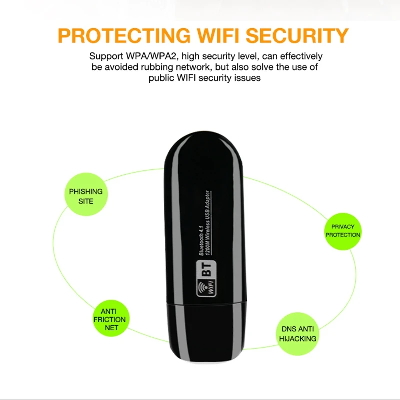 Мини двухдиапазонный 2,4G 5,8G USB Беспроводная сетевая карта Wifi Bluetooth адаптер AC 1200 Мбит сетевой картоприемник для настольного ноутбука